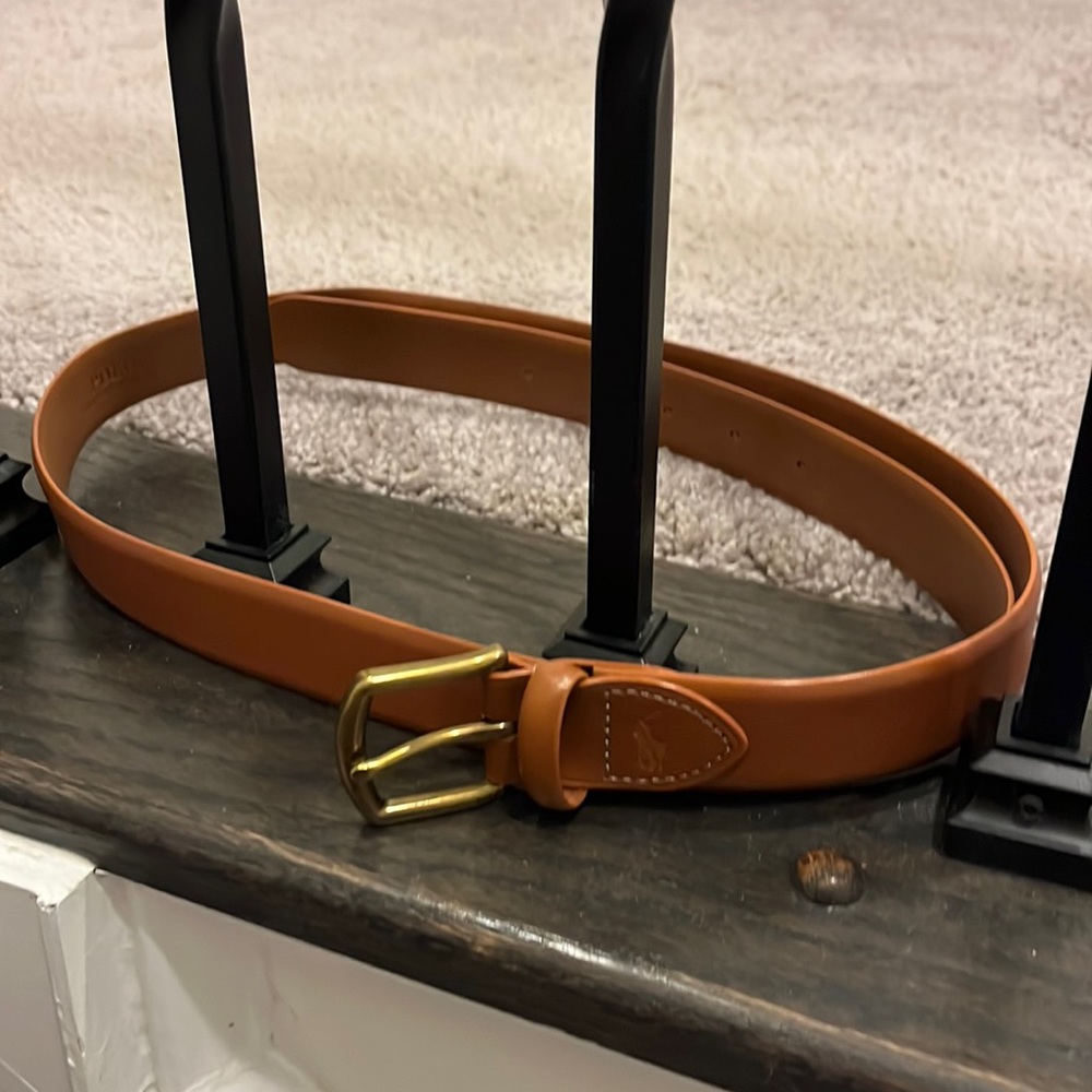 Polo Ralph Lauren Mens Belt Smooth Brown new size 42 mens 1” wide